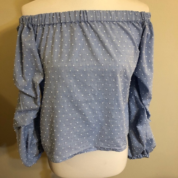 Romeo + Juliet Couture Blue Off Shoulder Top - Picture 2 of 7